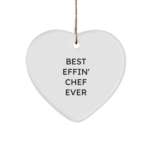 Funny Chef Heart Ornament Gifts from Friends for Christmas, Best Effin' Chef Ever Heart Decor, Cute Chef Christmas Tree Ornaments for Men - Image 1