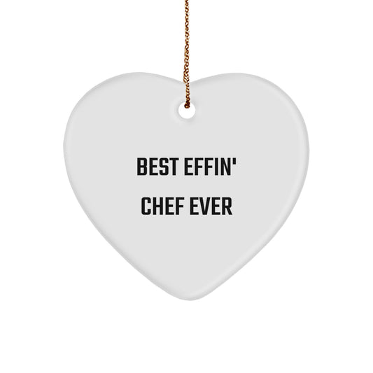 Funny Chef Heart Ornament Gifts from Friends to Chef, Best Effin' Chef Ever Christmas Unique - Image 1