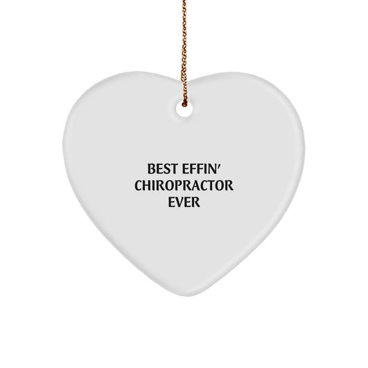 Funny Chiropractor Gifts for Men, Best Effin' Chiropractor Ever Heart Ornament, Christmas Unique Present Ideas - Image 1