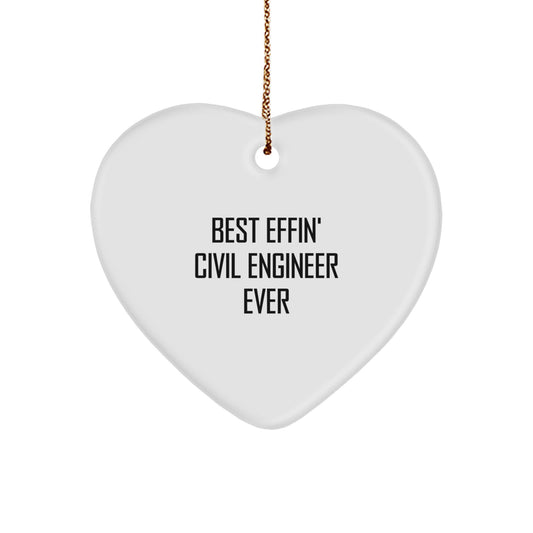 Unique Funny Civil Engineer Heart Ornament Gifts from Friends to Civil Engineer for Christmas - Image 1