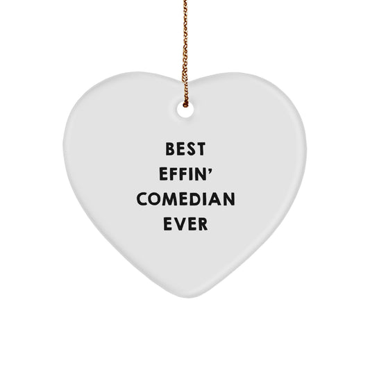 Funny Comedian Gifts from Friends, Cute Comedian Heart Ornament for Him, Best Effin' Comedian Ever Christmas Unique Gifts for Men - Image 1