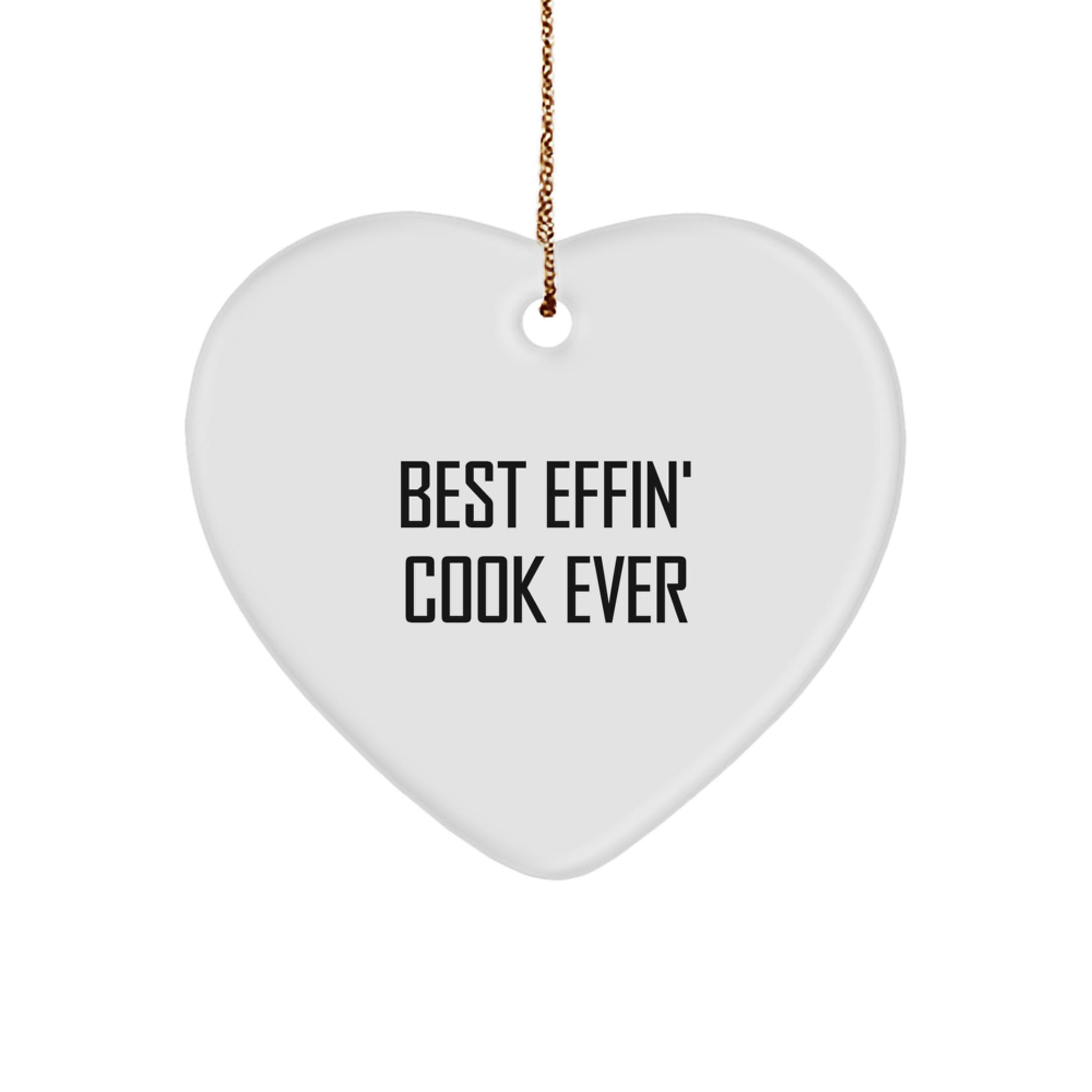 Funny Best Effin' Cook Ever Heart Shaped Ornaments for the Kitchen, Funny Cook Gifts for Men Women Friends Family - Image 1