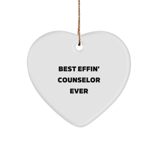 Funny Counselor Gifts from Men, Gifts for Counselor at Christmas, Best Effin' Counselor Ever Heart Ornament - Image 1