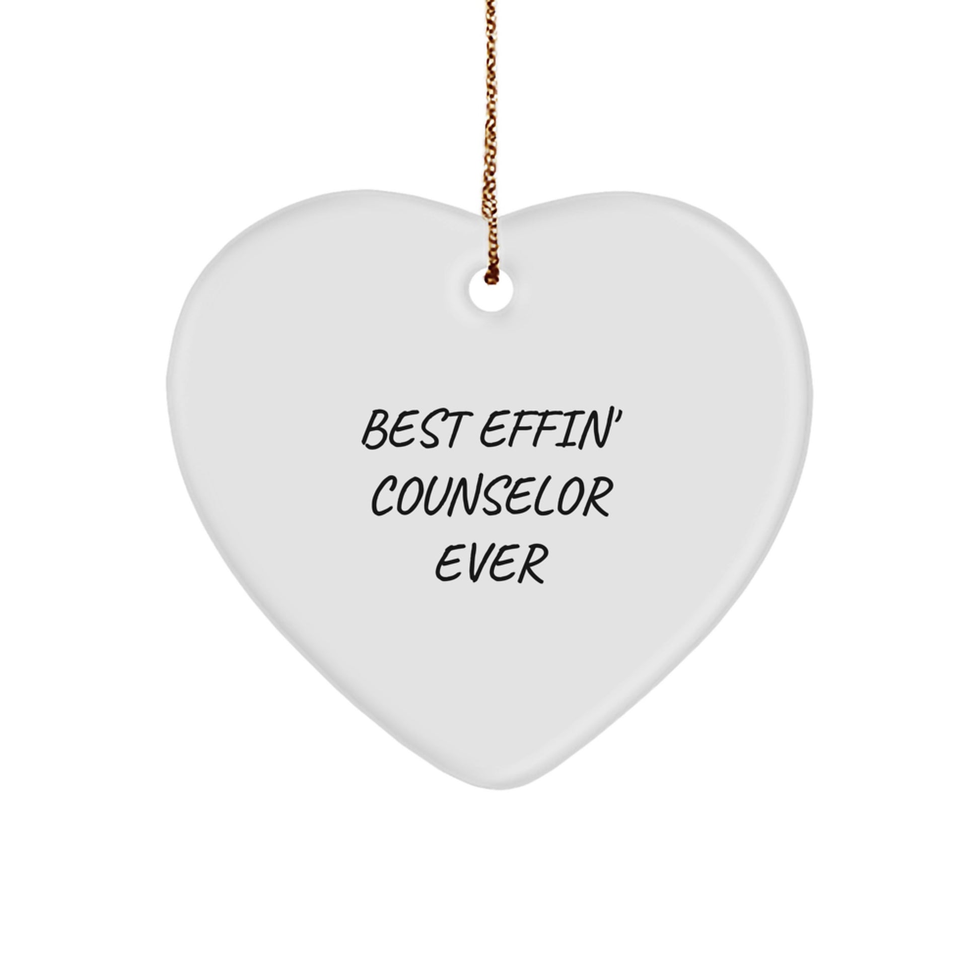 Funny Counselor Gifts from Men - Heart Ornament for Counselor - Best Effin' Counselor Ever - Christmas Unique Decorations - Image 1