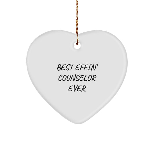 Funny Counselor Gifts from Men - Heart Ornament for Counselor - Best Effin' Counselor Ever - Christmas Unique Decorations - Image 1