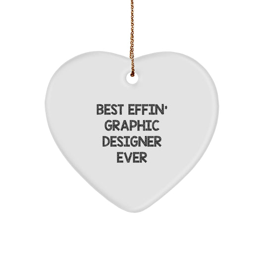 Funny Graphic Designer Gifts, Heart Ornament Best 'Effin' Designer Ever, Christmas Unique Gift for Men or Women Friends Coworkers Family - Image 1