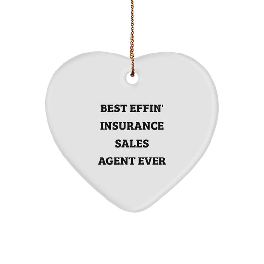 Funny Insurance Sales Agent Gifts from Friends Christmas Unique Heart Ornament Best Effin' Ever - Image 1
