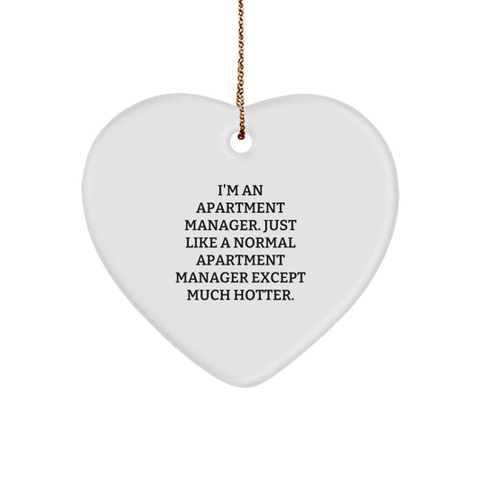 Funny Quote Heart Ornament for Apartment Manager Gifts, Unique Christmas Memorable Presents for Men or Women, Heart Shaped Decoration with Gold Cord - Image 1