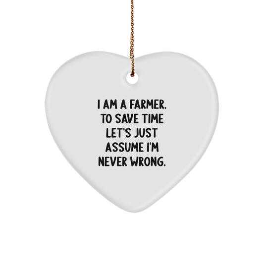 Farmer Heart Ornament, Funny Quote, Gifts for Farmers, Christmas Unique Gifts from Friends to Farmers - Image 1