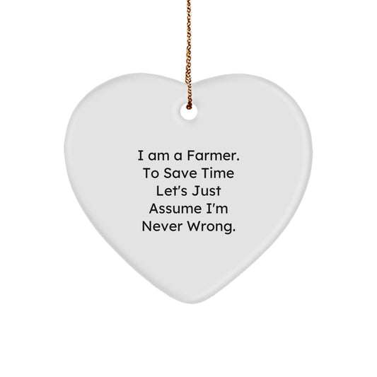 Funny Farmer Heart Ornament Gifts from Men to Friends and Family at Christmas - Image 1
