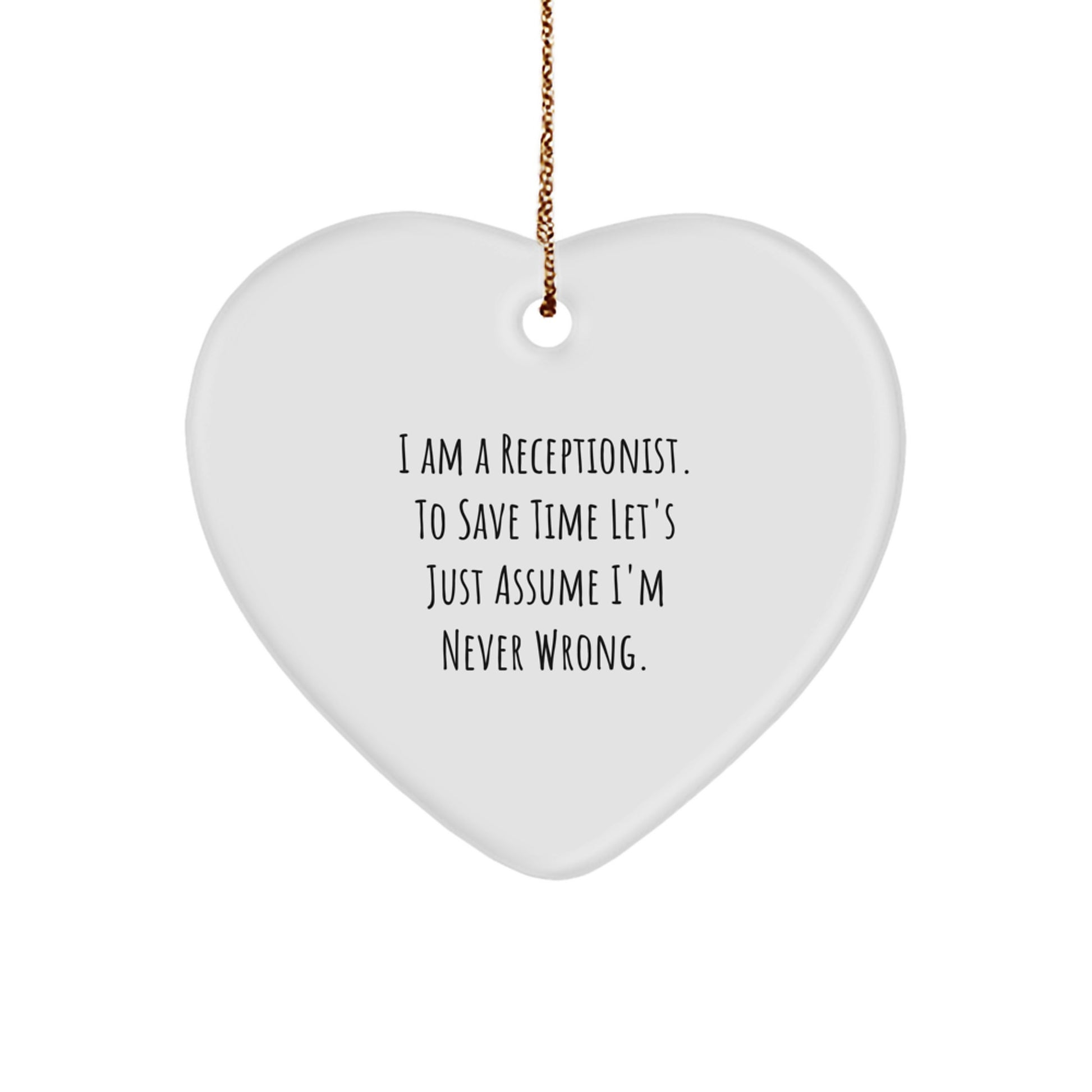 Receptionist Gifts from Family, Funny Heart Ornament, Perfect for Christmas Unique Gifts, Gifts for Receptionist - Image 1
