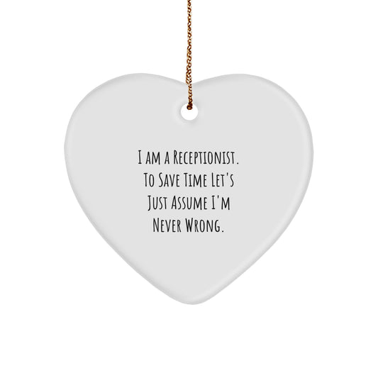 Receptionist Gifts from Family, Funny Heart Ornament, Perfect for Christmas Unique Gifts, Gifts for Receptionist - Image 1