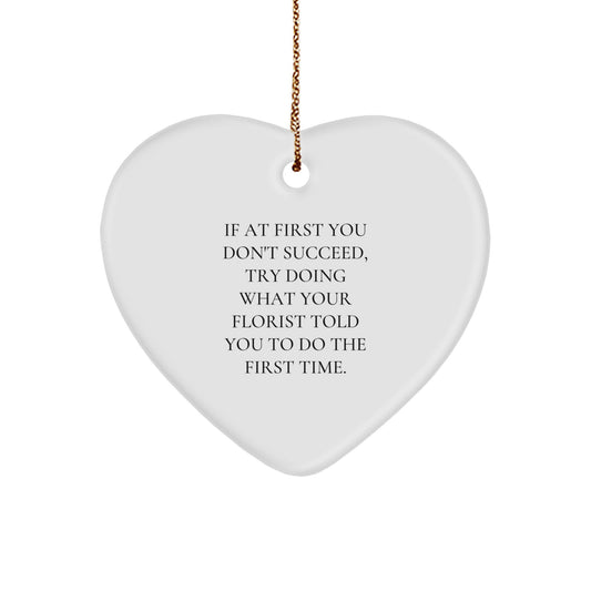 Funny Gift for Florist, Heart Ornament, White Color, Gifts from Friends to Florist for Christmas - Image 1