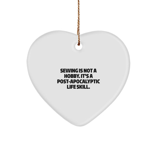 Gifts from the Sewing Enthusiast - Funny 'Sewing Is Not A Hobby' Heart Ornament for Sewing Lovers, Christmas Unique Gifts for Sewing Men, Women, Friends, Family - Image 1