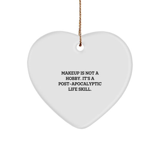 Funny Makeup Lover Heart Ornament Gifts from Friends for Makeup Enthusiasts, Unique Christmas Unique Gifts from Men to Women, Heart-Shaped Makeup Decorations - Image 1