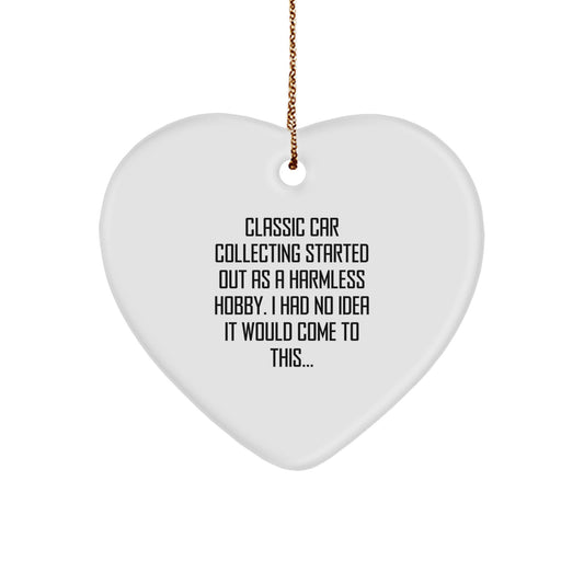 Funny Classic Car Collecting Gifts for Men - Heart Ornament, Gifts from Husband for Classic Car Enthusiast, Christmas Unique Decorations - Image 1