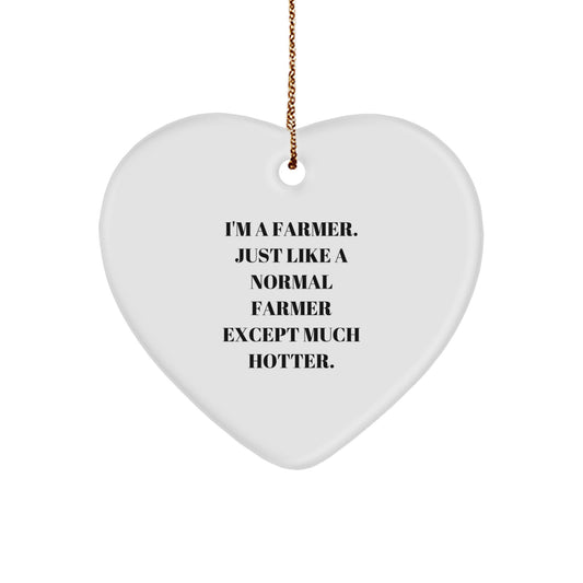 Funny Farmer Heart Ornament, Gifts from Friends, Family, or Coworkers for the Farmer in Your Life, Christmas Unique Gifts - Image 1