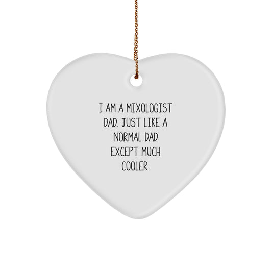 Unique Mixologist Gifts from Dad, Funny Heart Ornament for Christmas Unique Gifts, Perfect for Mixologist Men or Women - Image 1