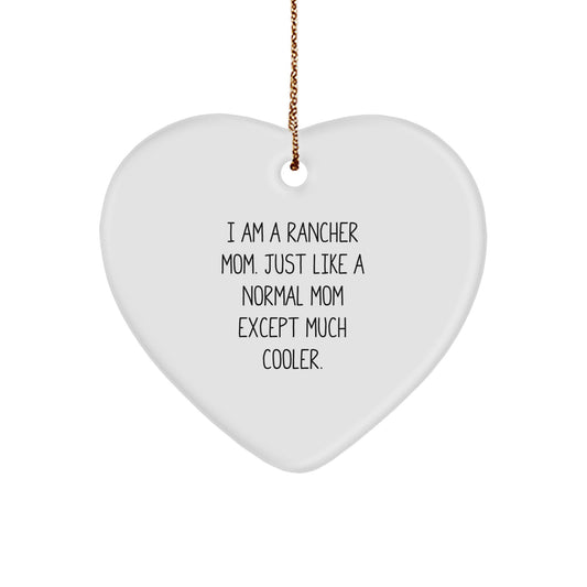 Funny Rancher Mom Heart Ornament Gifts from Men to Women Friends for Christmas - Image 1
