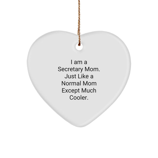 Funny Secretary Mom Heart Ornament Gifts from Friends and Family for Secretary, Unique Secretary Christmas Unique Gifts, Heart Shaped Secretary Mom Decorations - Image 1