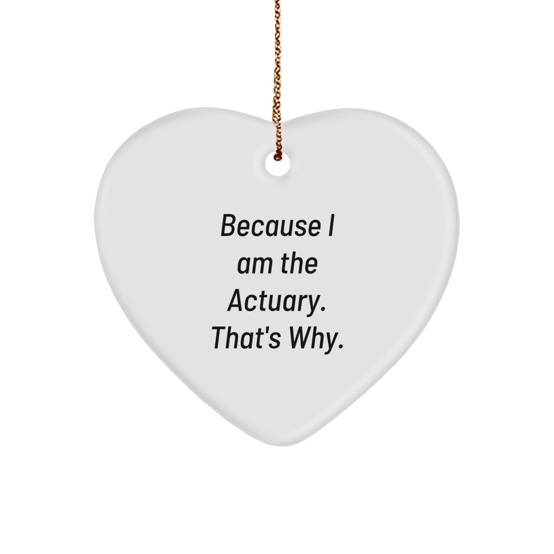 Actuary Gifts because I Am The Actuary. That's Why. Heart Ornament for Men Women Friends Family - Image 1