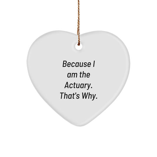 Actuary Gifts because I Am The Actuary. That's Why. Heart Ornament for Men Women Friends Family - Image 1