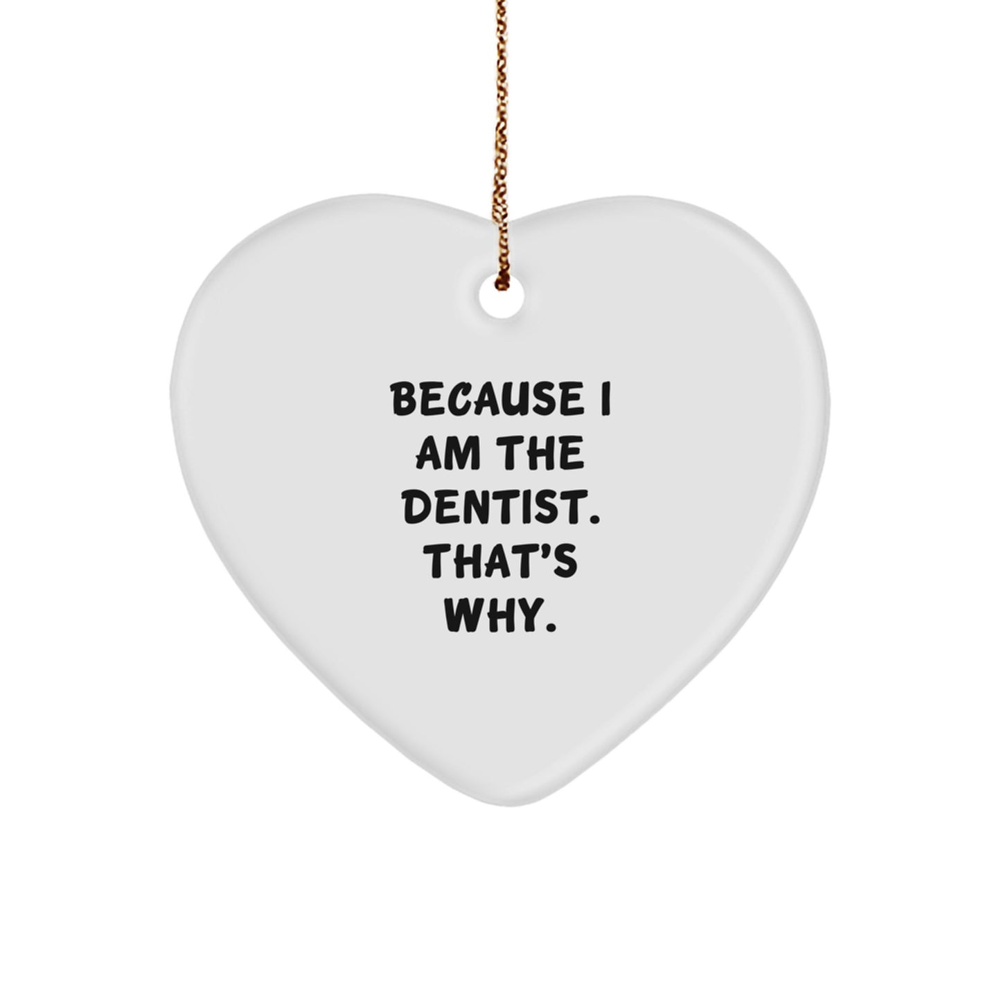 Funny Heart Ornament Gifts from Men to Dentist Friends, Heart Shaped White Christmas Unique Gifts for Dentist - Image 1