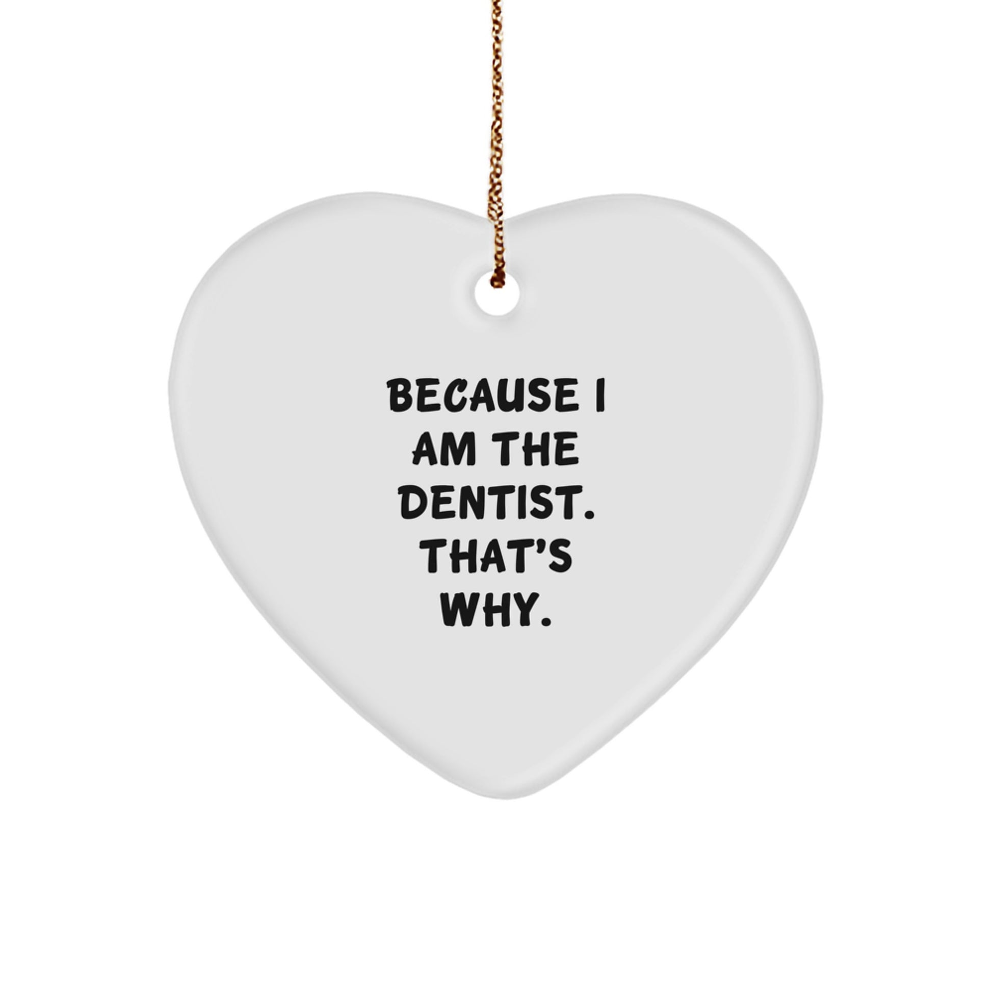 Funny Heart Ornament Gifts from Men to Dentist Friends, Heart Shaped White Christmas Unique Gifts for Dentist - Image 1