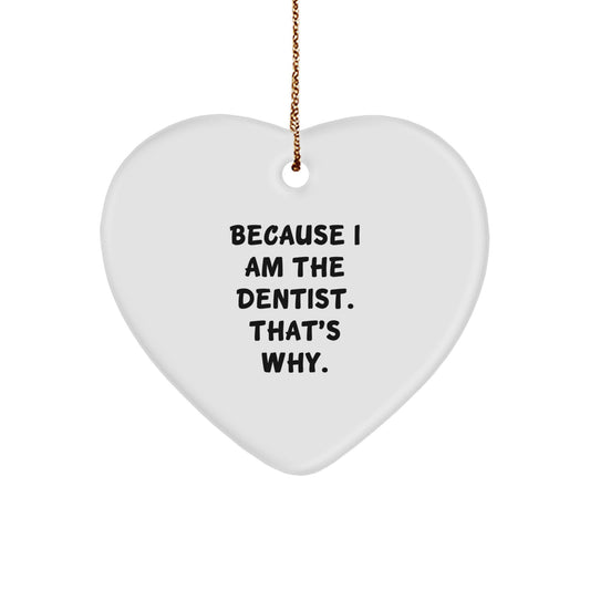 Funny Heart Ornament Gifts from Men to Dentist Friends, Heart Shaped White Christmas Unique Gifts for Dentist - Image 1