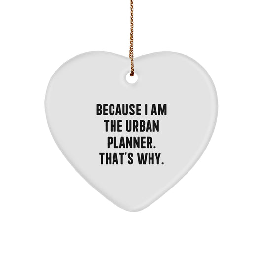 Funny Urban Planner Gifts from Friends, Heart Ornament Because I Am The Urban Planner. That's Why., Christmas Unique - Image 1