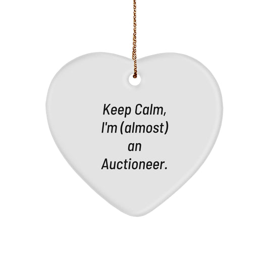 Funny Auctioneer Gifts from Friends, Christmas Unique Gifts for Auctioneer Men, Keep Calm Heart Ornament - Image 1