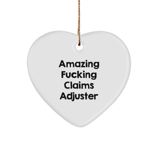 Funny Claims Adjuster Heart Ornament Gifts from Friends and Family for Men Women Coworkers Christmas - Image 1