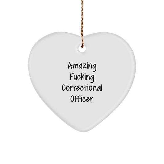 Funny Correctional Officer Gifts from Men - Amazing Correctional Officer Heart Ornament for Christmas Unique Gifts for Correctional Officer Friends, Coworkers, Family - Image 1