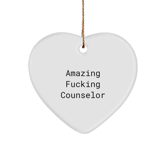 Funny Counselor Heart Ornament Gifts from Men to Women - Christmas Unique Gift Ideas for Counselor Friends and Family - Image 1