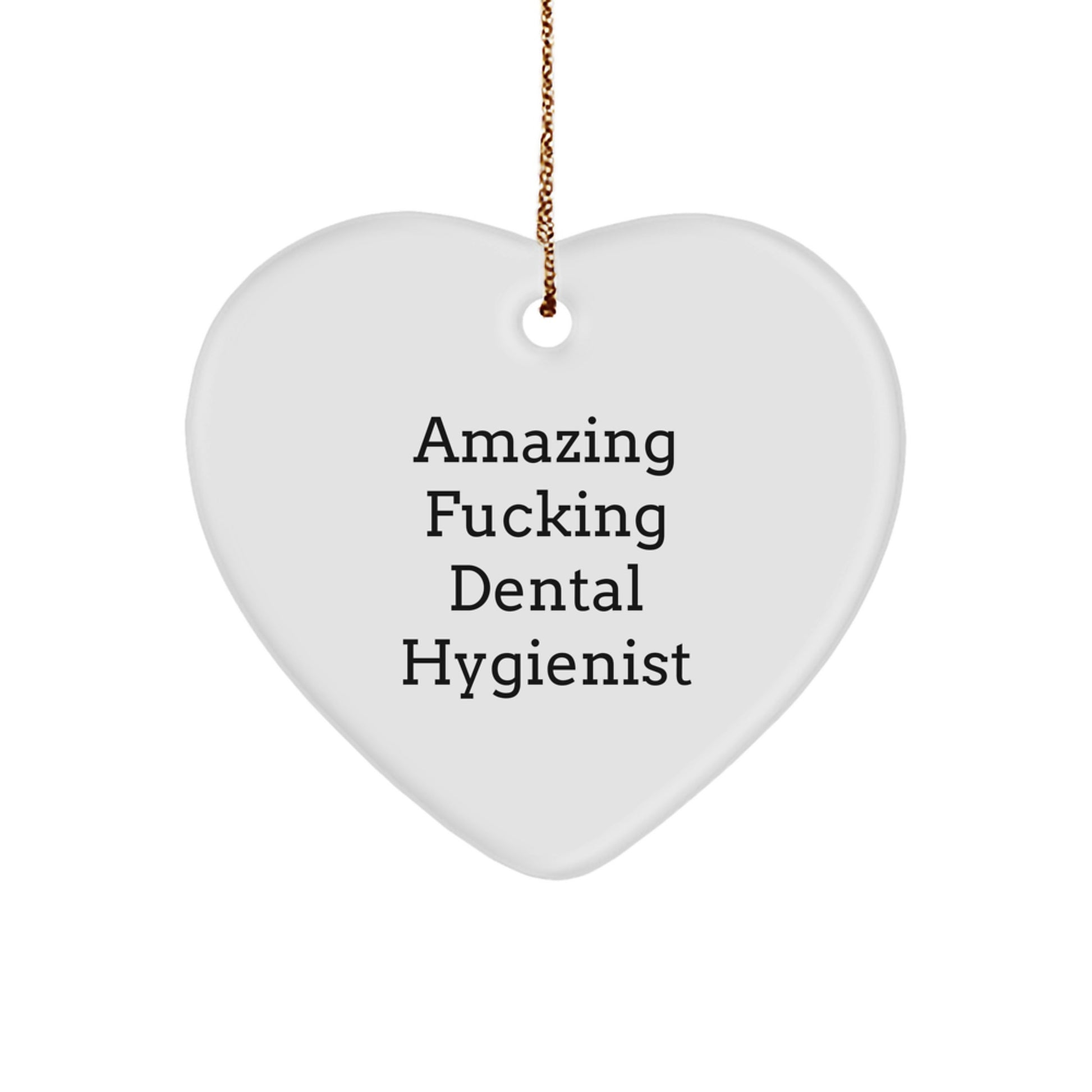 Funny Gifts for Dental Hygienist, Heart Ornament with Amazing F--king Dental Hygienist Quote, Christmas Unique Gifts from Friends to Family - Image 1