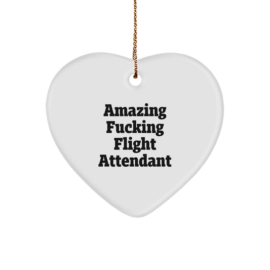 Funny Gifts from Men for Flight Attendant Friends and Family - Amazing F--king Flight Attendant Heart Ornament, Unique Christmas Unique Gifts for Women and Coworkers - Image 1