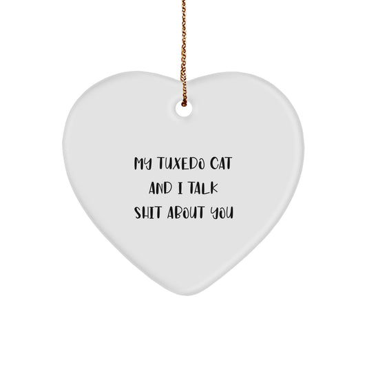 Funny Tuxedo Cat Heart Ornament Gifts from Friends for Christmas - Image 1