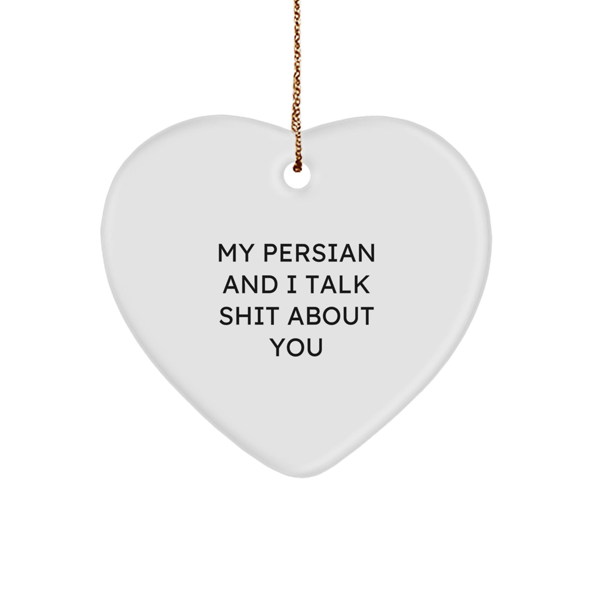 Funny Persian Cat Gifts for Friends from Men, Heart Ornament with 'My Persian And I Talk Shit About You' Quote, Christmas Unique Gifts - Image 1