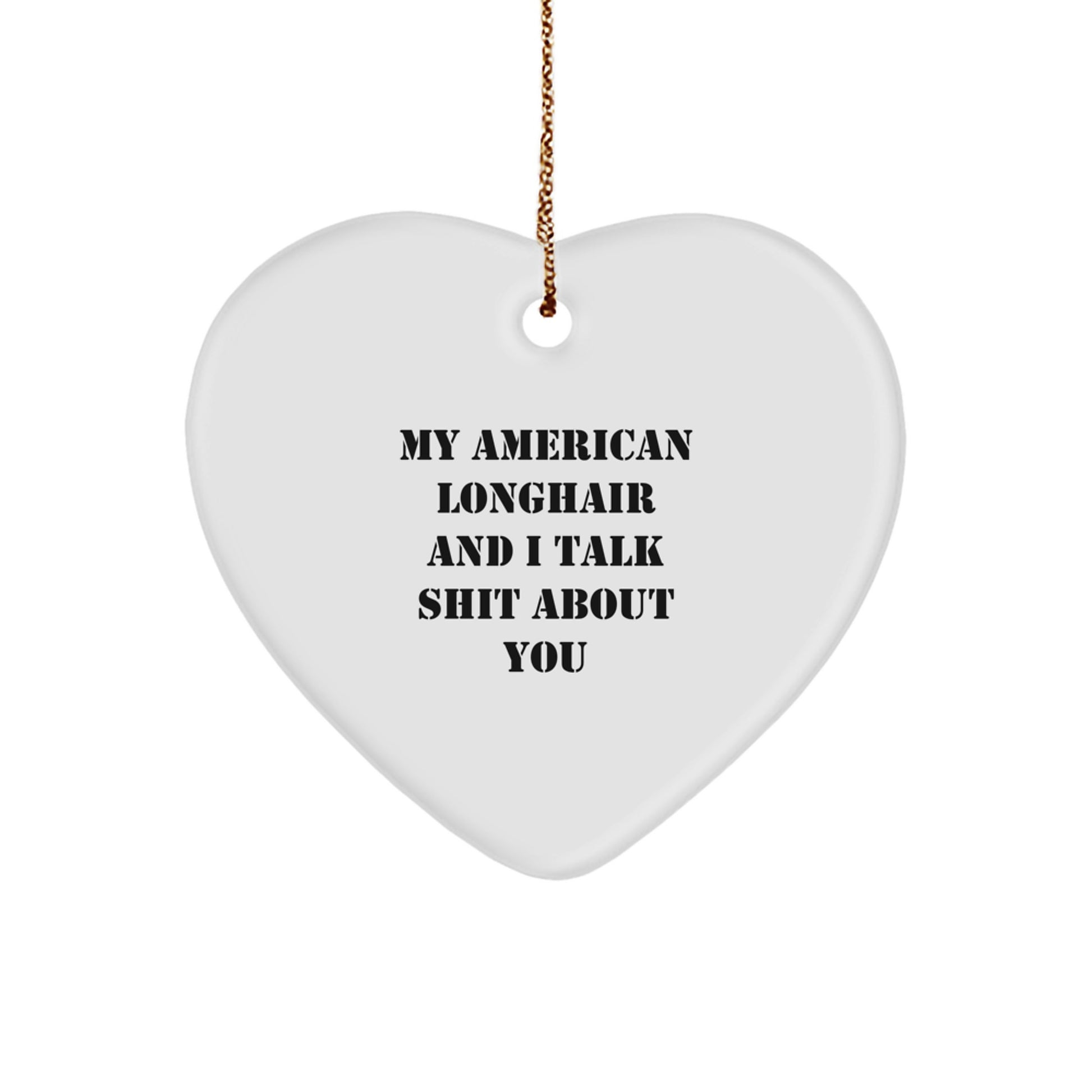 Funny American Longhair Cat Heart Ornaments Gifts from Friends to Family for Christmas Unique Decorations - Image 1
