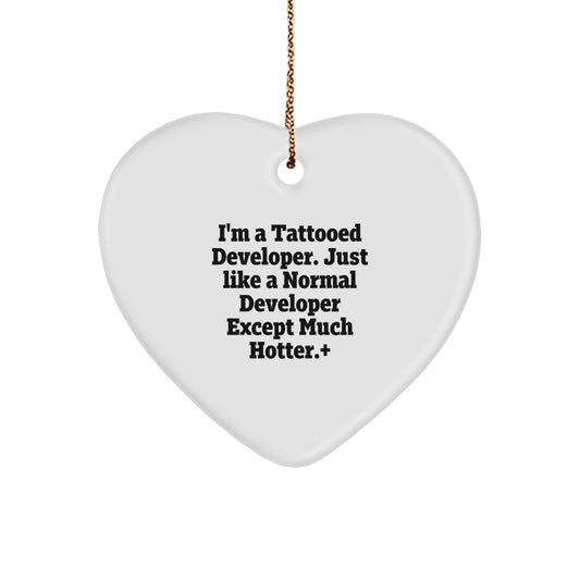 Funny Developer Gifts, Unique Heart Ornament for Men, Funny Christmas Unique Gifts from Friends to Developer, Heart Shaped Developer Ornament - Image 1