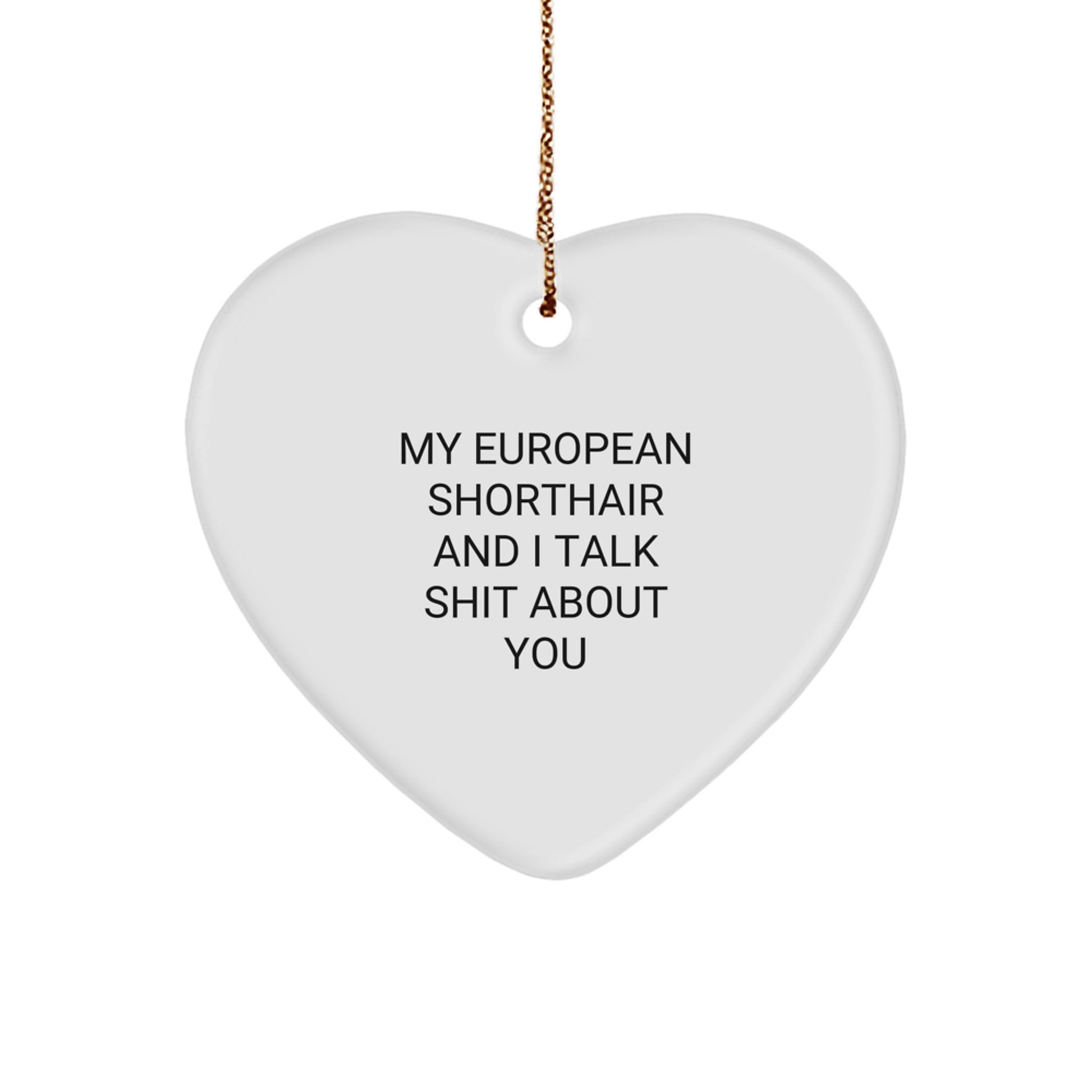 European Shorthair Cat Lover Gifts from Friends Funny Heart Ornament for Christmas Unique Gifts for European Shorthair Cat Owners - Image 1