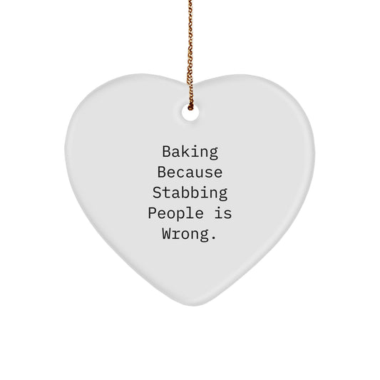Funny Baking Heart Ornament Gifts from Family for Baking Enthusiasts - White Heart Shaped Decoration for Christmas - Image 1