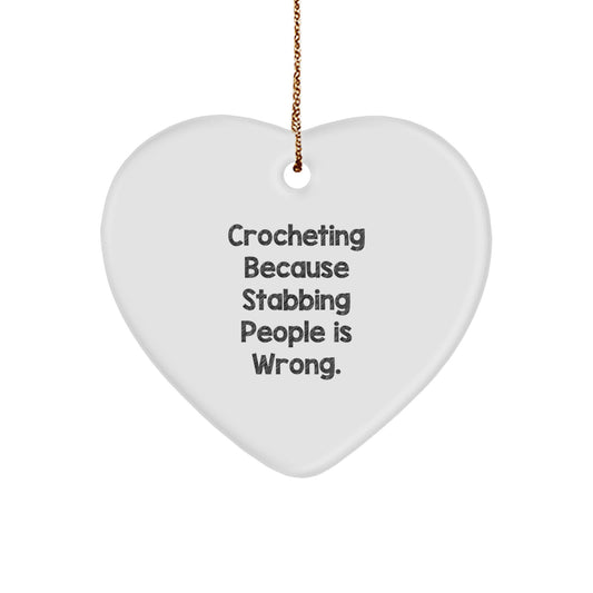Crocheting Gifts from Friends and Family, Funny Heart Ornament for Crocheting Enthusiasts, Christmas Unique Heart Shaped Decoration - Image 1