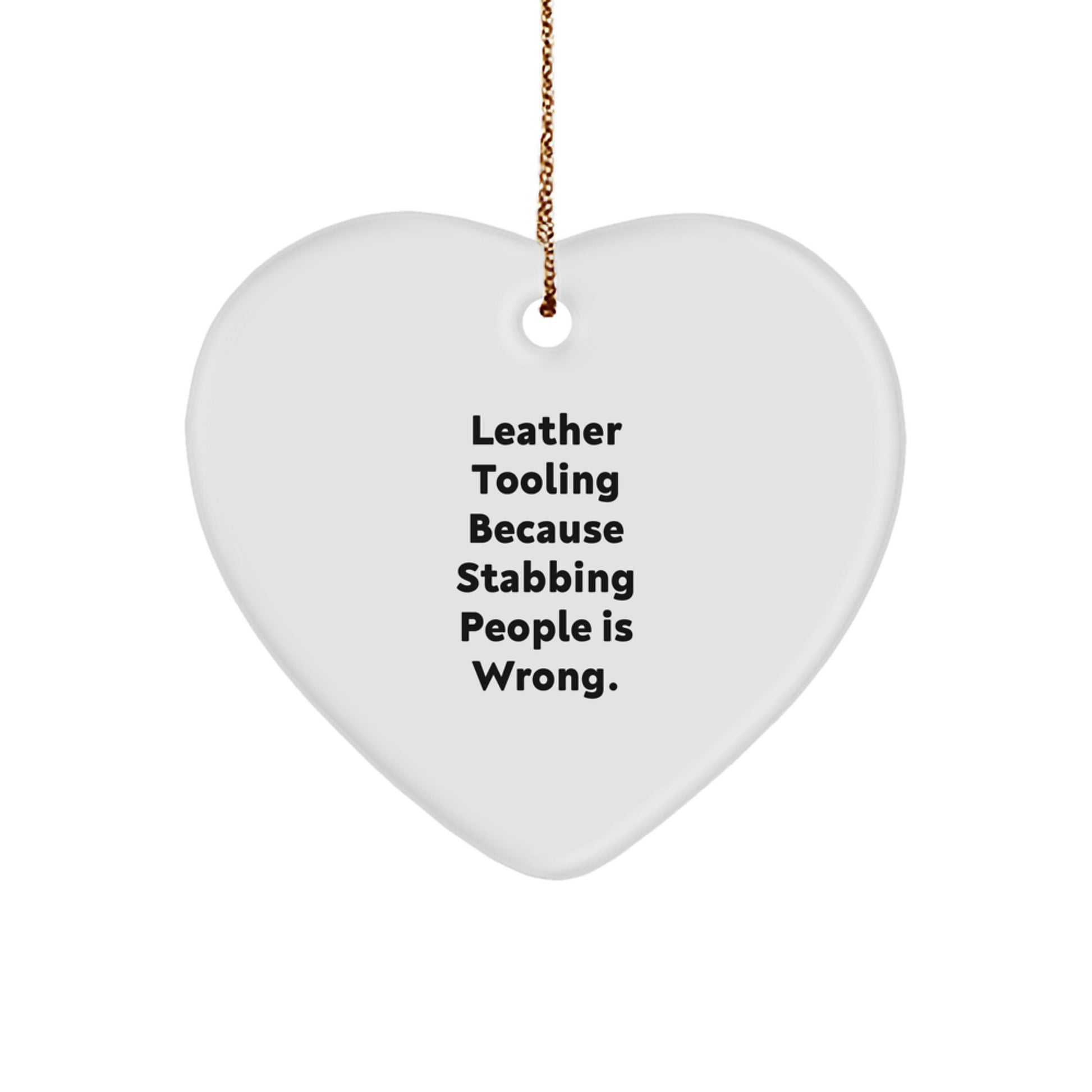 Funny Leather Tooling Heart Ornaments for Christmas Unique Gifts, Handmade with Love, Gifts from Men to Women, Friends, Family, Coworkers - Image 1