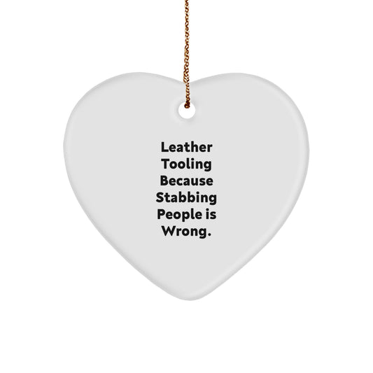 Funny Leather Tooling Heart Ornaments for Christmas Unique Gifts, Handmade with Love, Gifts from Men to Women, Friends, Family, Coworkers - Image 1