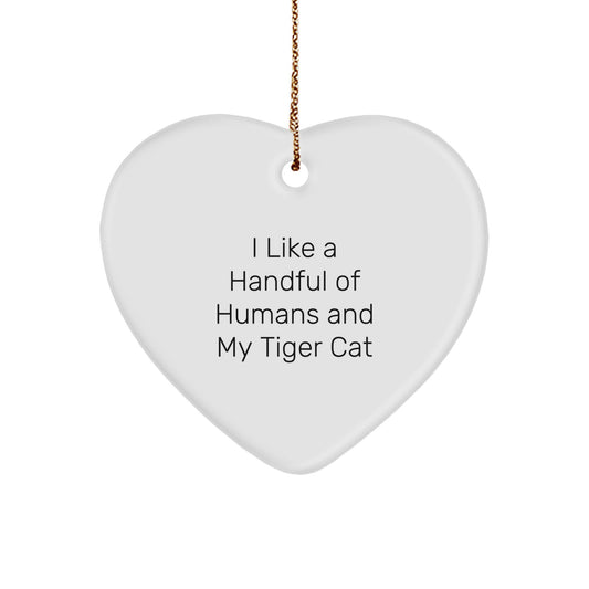 Funny Tiger Cat Lover Heart Ornament Gifts from Men Women Friends Coworkers Family - Image 1