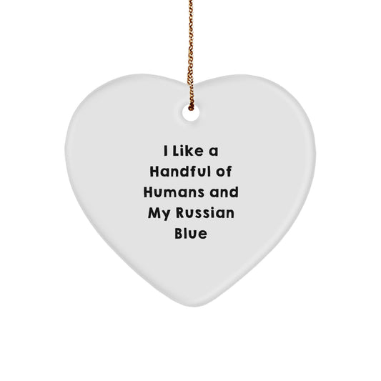 Russian Blue Cat Lover Gifts from Friends, Heart Ornament, Funny Quote for Christmas Unique Gifts - Image 1