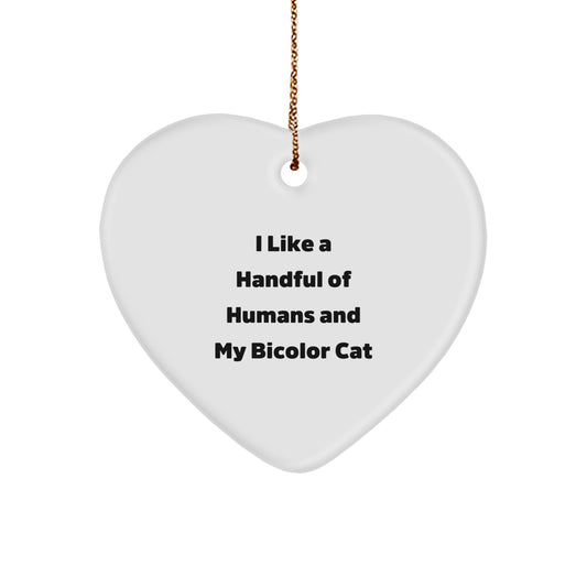 Bicolor Cat Heart Ornament, Funny Quote, Christmas Unique Gifts from Friends to Family, Gifts for Bicolor Cat Lovers - Image 1