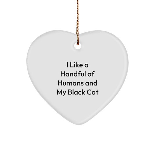 Funny Black Cat Heart Ornament Gifts from Friends to Family, I Like A Handful Of Humans And My Black Cat, Unique Christmas Decorations - Image 1