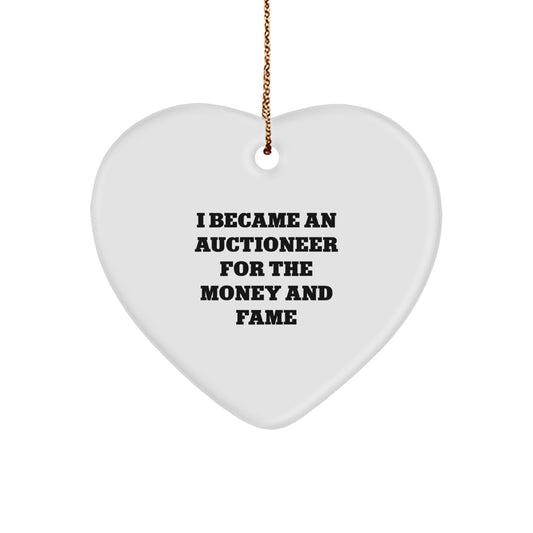 Funny Gift for Auctioneer, Heart Shaped Ornament from Family, Unique Christmas Decor - Image 1